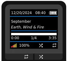 An mp3 player made with HTML,CSS,and JS, playing 'September' by Earth, Wing, and Fire.